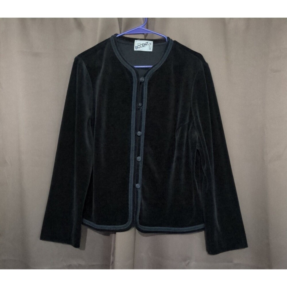 Vtg 60s Miss Accent Velvet Blazer Womens 12 to 14 Black Act III Western Velour